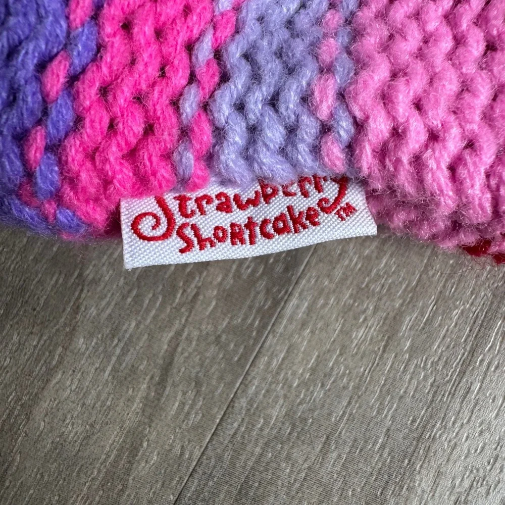 Y2k Vintage 2007 Strawberry Shortcake Toddler Girls Knit Beanie Hat Pink Purple